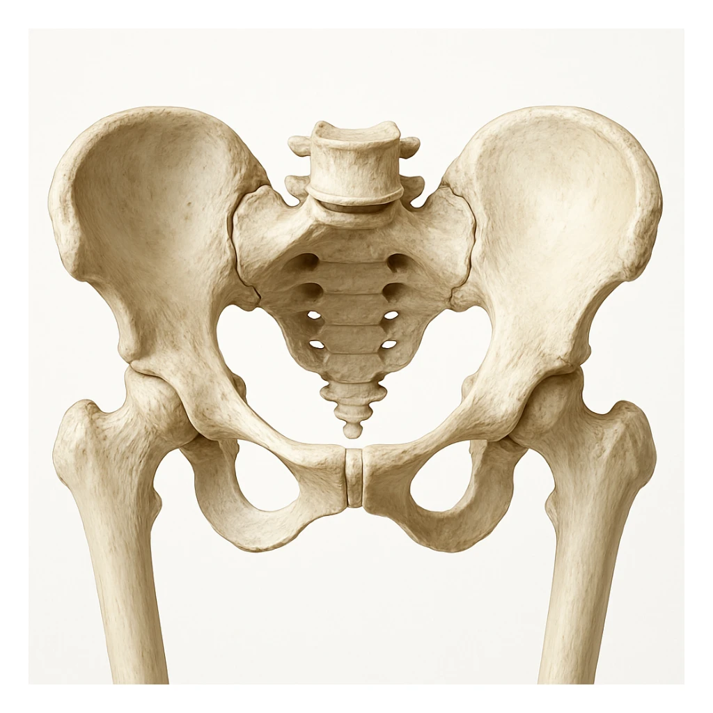 hyperrealistic detailed human pelvic bone, medical style, neutral colors, white background sticker