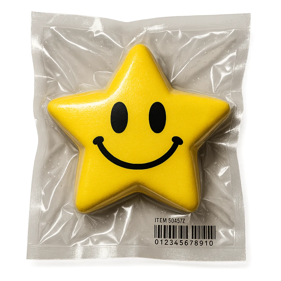 smiling star in vacuum-sealed style sticker