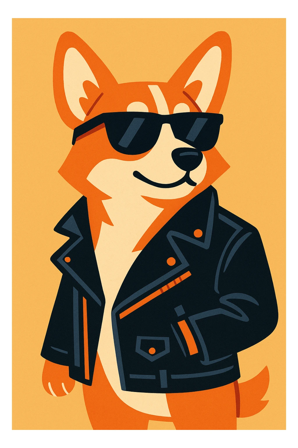 cool corgi with a leather jacket sticker