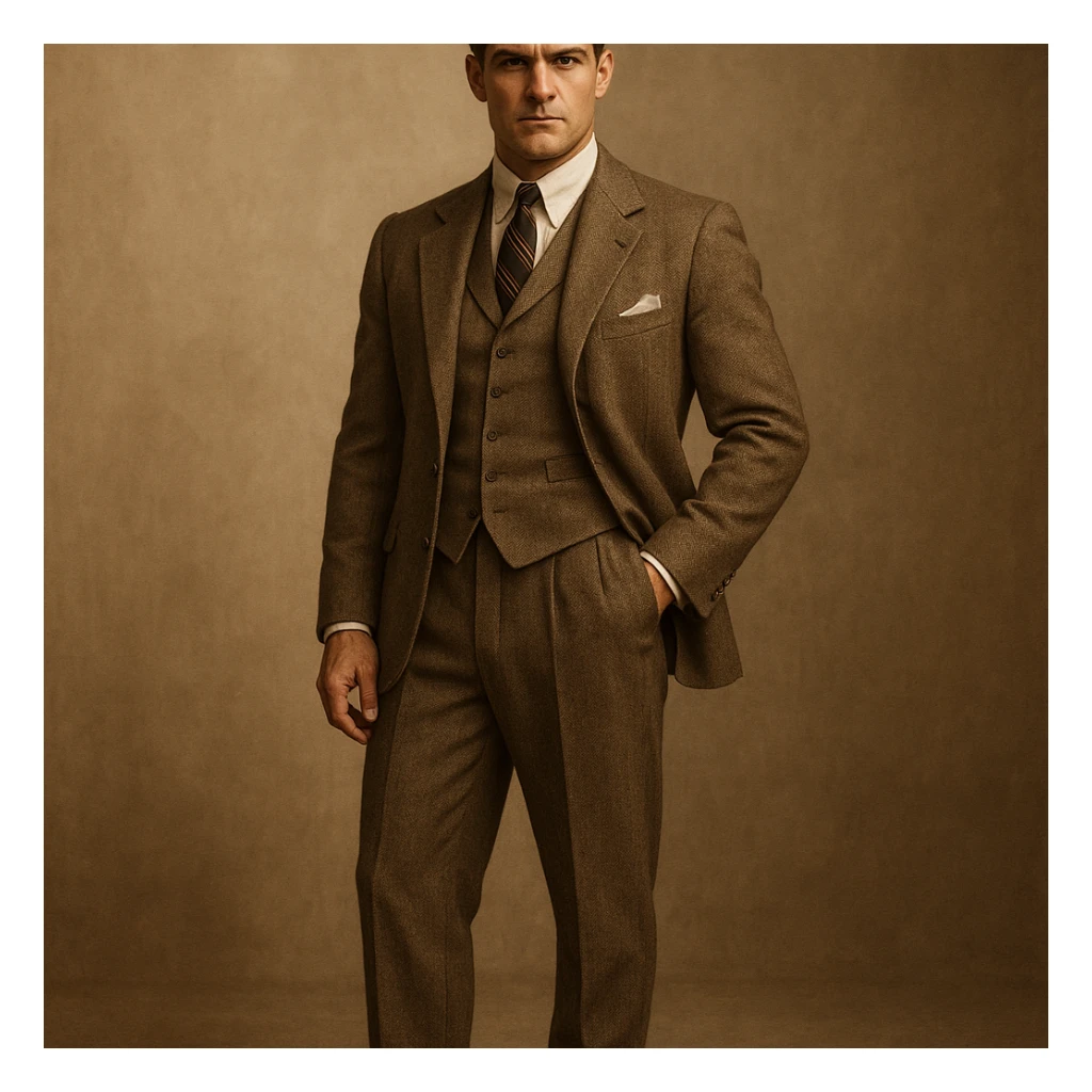 Tom Buchanan, full body, wearing a vintage suit, strong jawline, standing confidently, 1920s upper class sticker