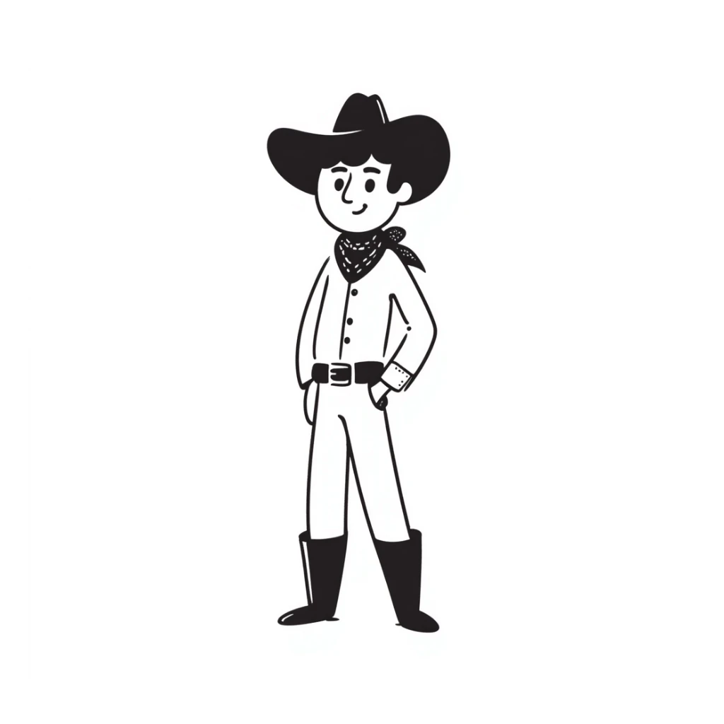 cowboy character, hand drawn doodle style sticker