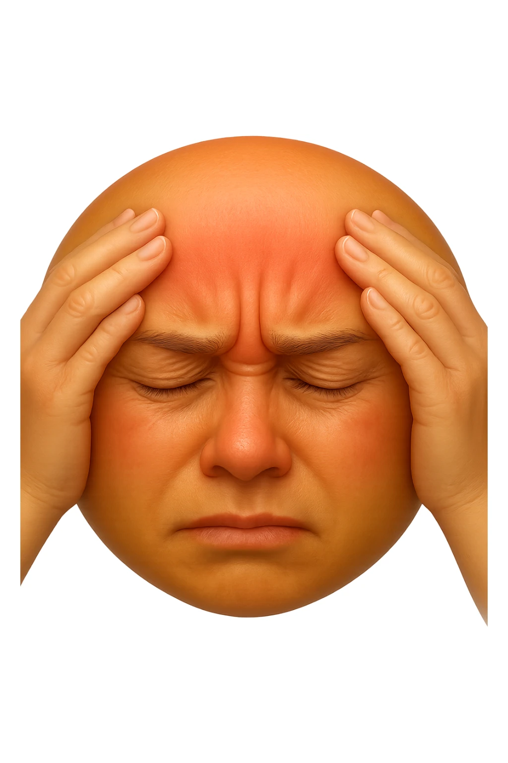 emoji stile iphone di faccina con mal di testa, iperrealistico 4k sticker