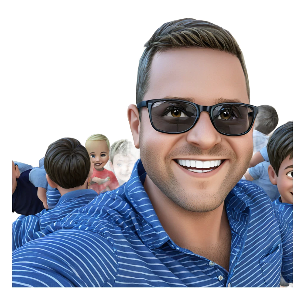 boys in striped shirts smiling sticker