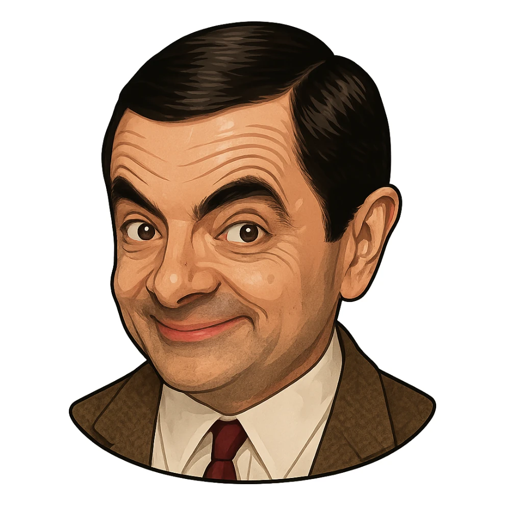 realistic icon of Mr. Bean's face, color, simplified for icon use sticker