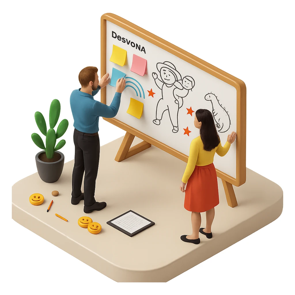 Add colorful sticky notes to the whiteboard in skeuomorphism style with a transparent background. The style should reflect skeuomorphism icon style with realistic shading and depth, maintaining the transparent background as requested. sticker