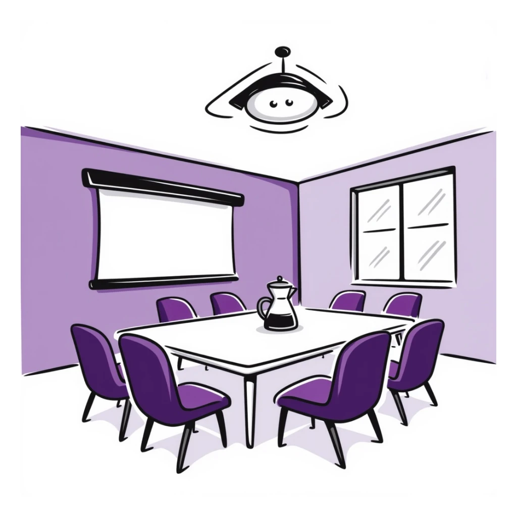 Meeting room in purple colors sticker