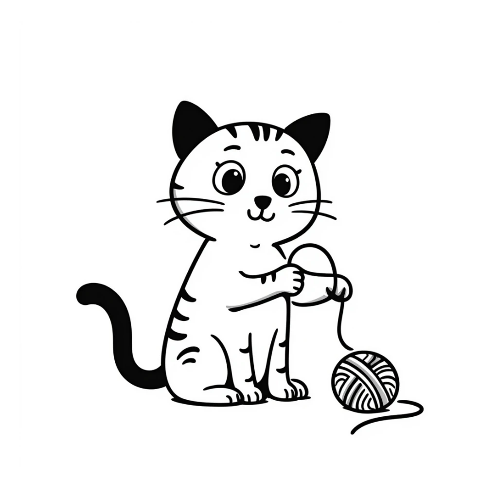 cute cat, playful and friendly hand drawn doodle sticker