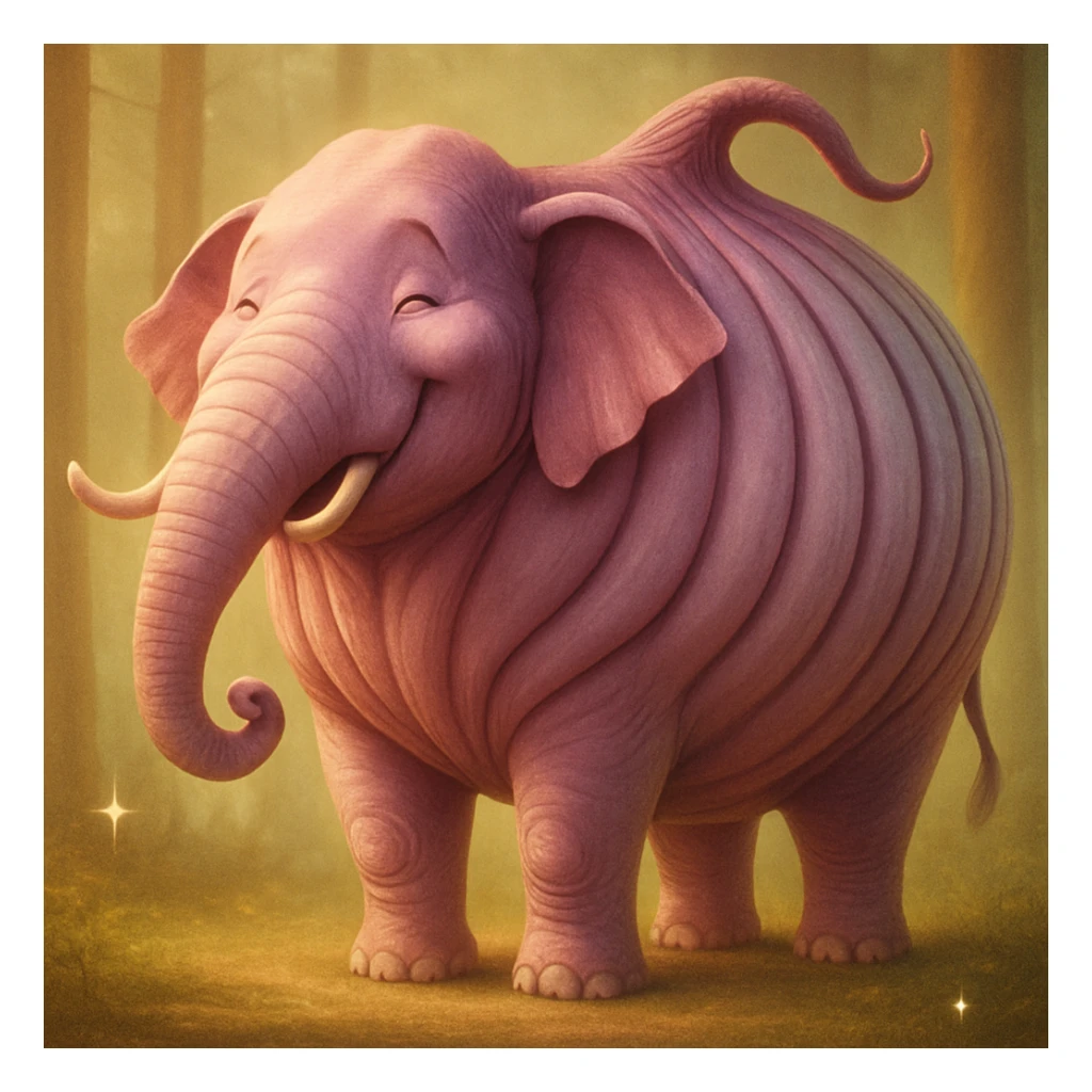 Edit the elephant's face to have a happy, smiling expression while keeping the image quality and style consistent with the original. sticker