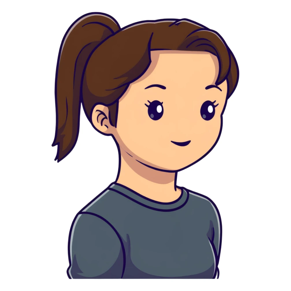 girl with brown hair and ponytail sticker