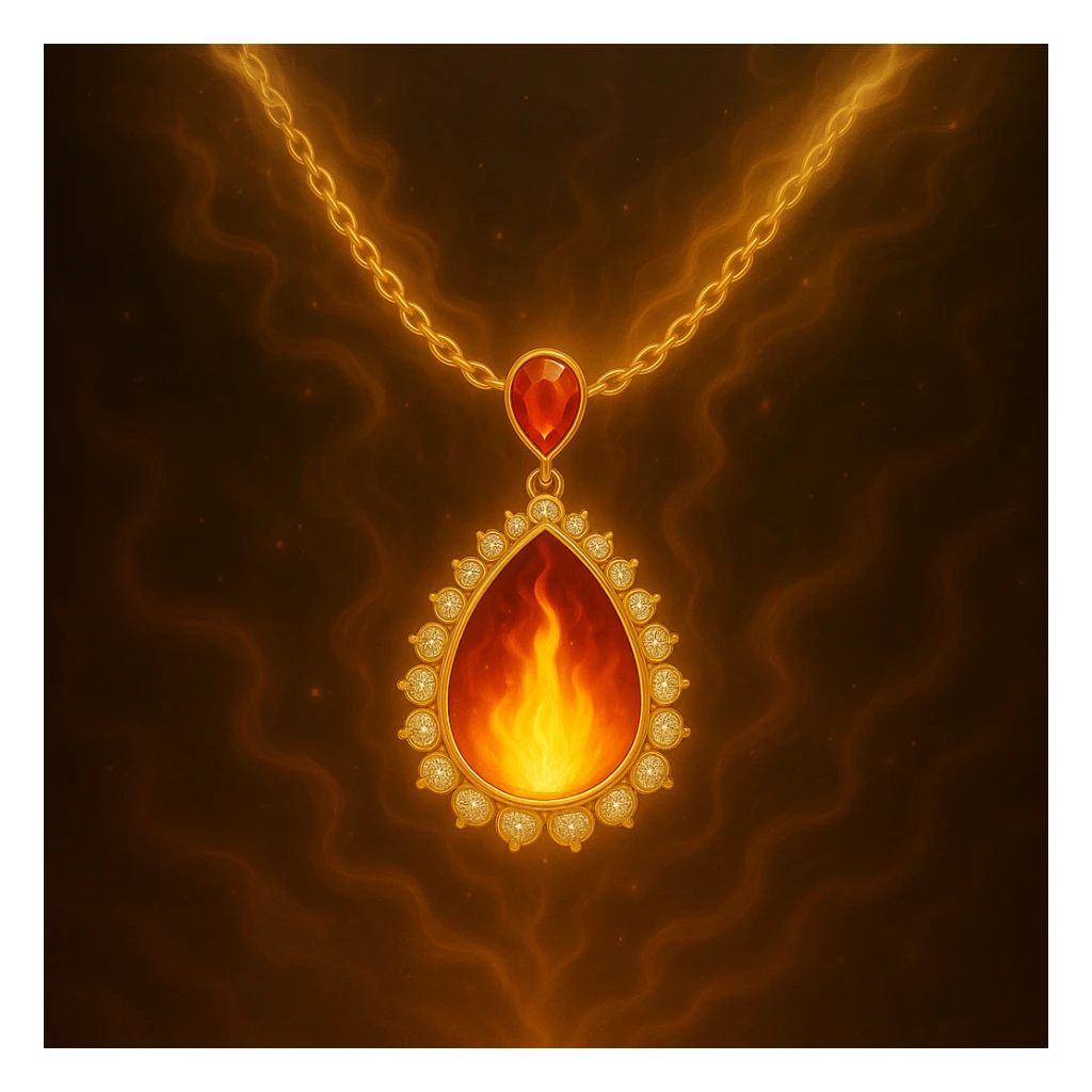 Replace the dark void with a small, powerful flame inside the pendant sticker