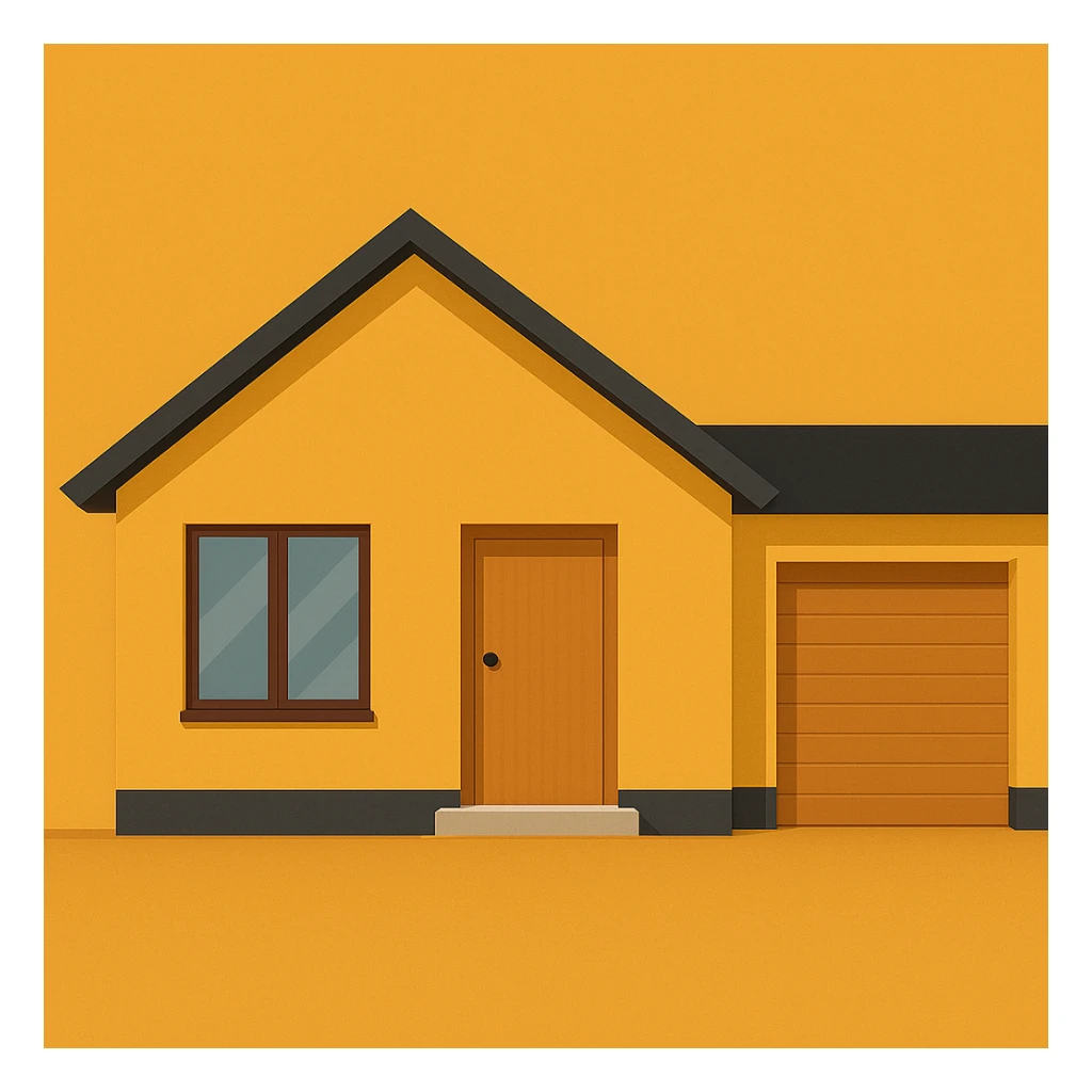 minimal house, yellow sticker