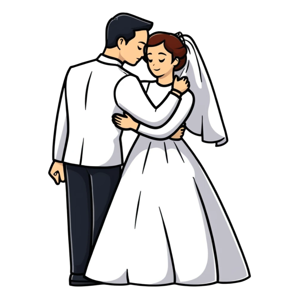 married couple, husband and wife embracing sticker