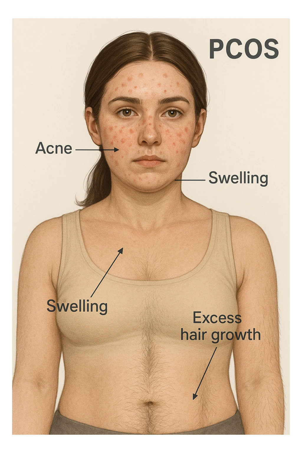 Acne gonfiore e peli per pcos donna sticker