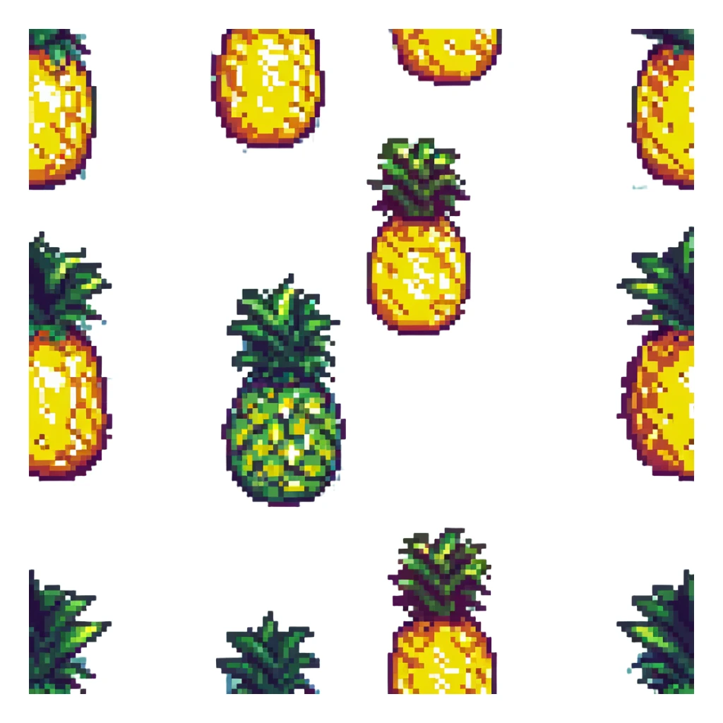 vibrant stylized whole pineapple sprite for 2D fruit ninja game, pixel art style, matching previous fruit style sticker