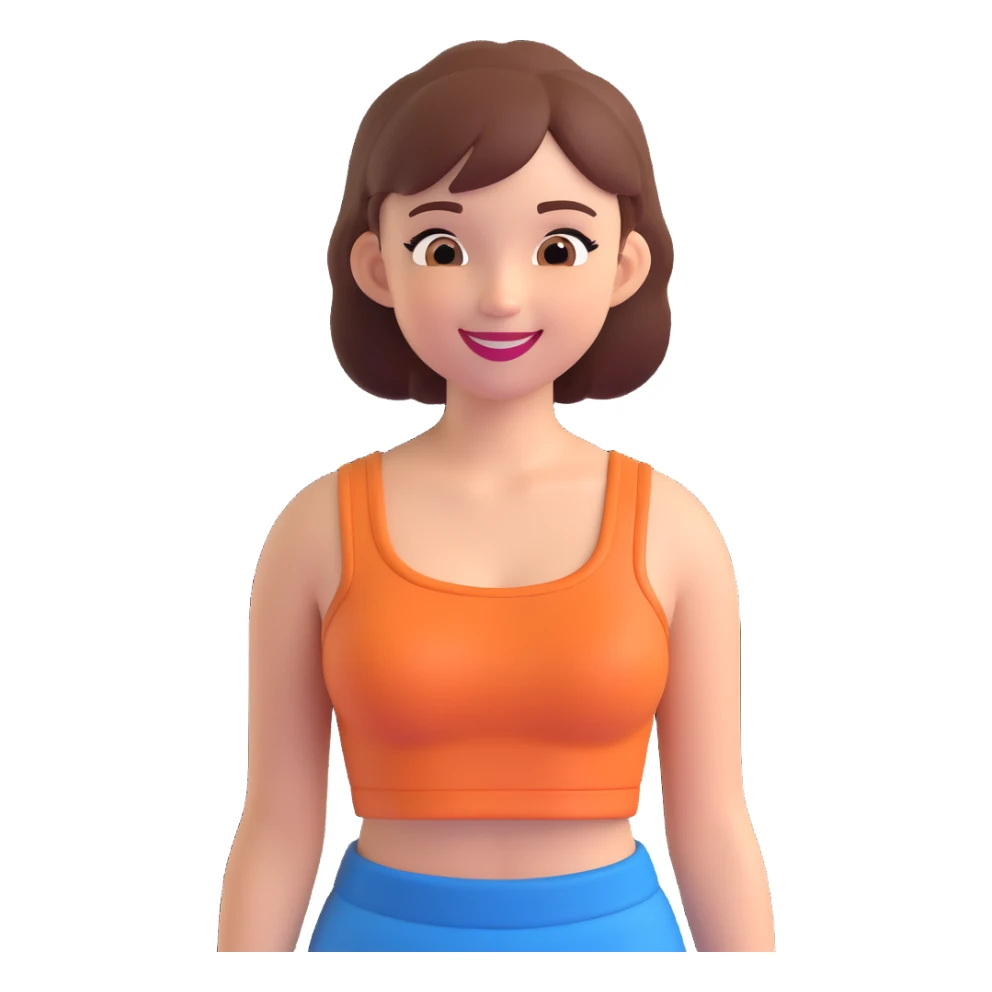 girl in a crop top, smiling, simple background sticker