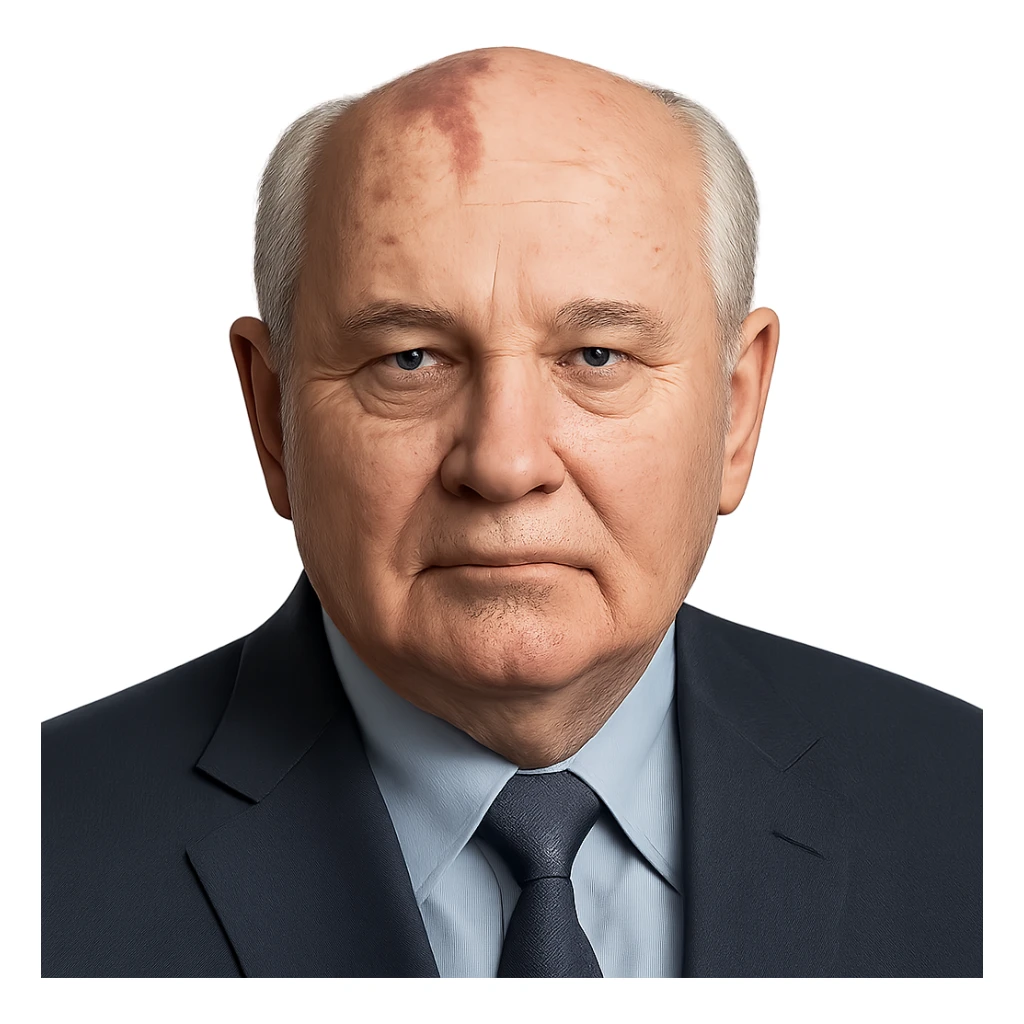 realistic icon of Mikhail Gorbachev, clean and focused, no background sticker