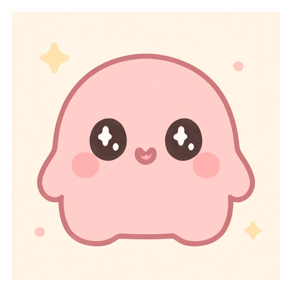 kawaii style, adorable and pretty, pink, wide eyes, heart-shaped lips sticker