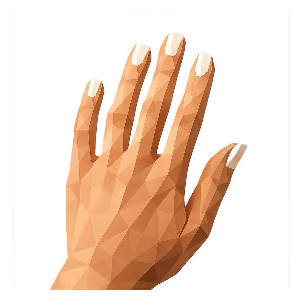 beautiful realistic female hand with five fingers and white manicure sticker