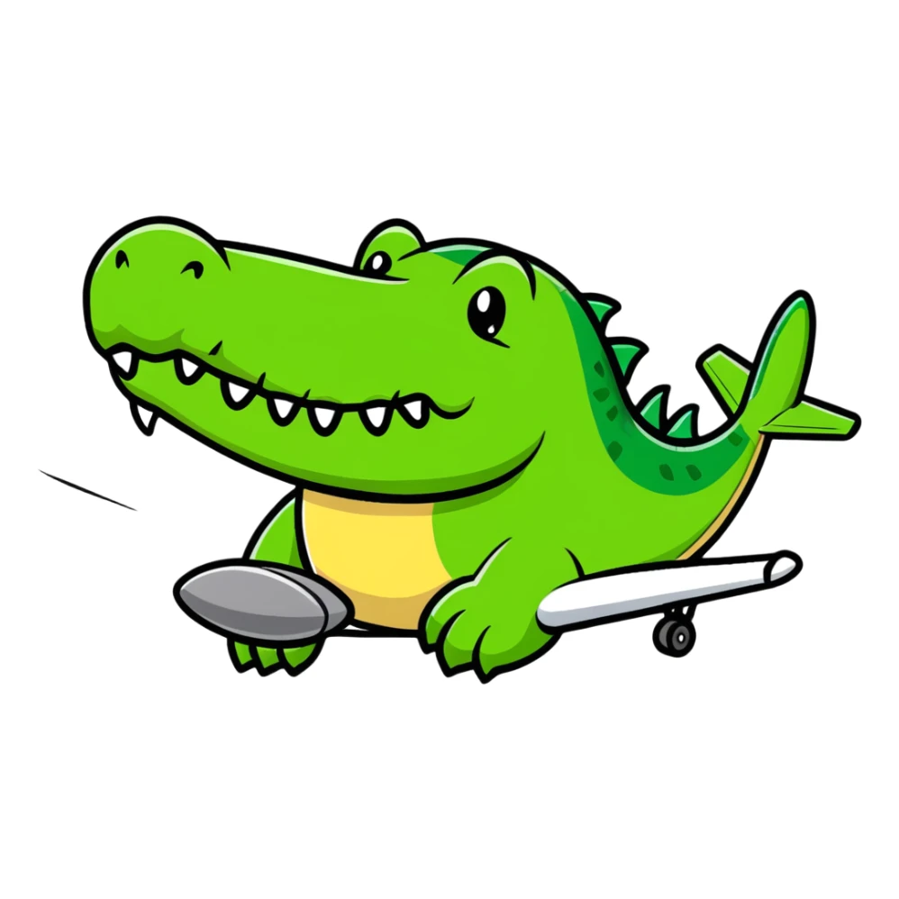 airplane with a crocodile head instead of the nose sticker
