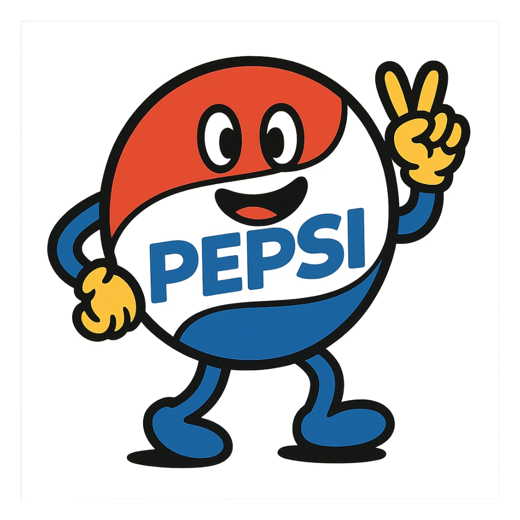 Pepsi logo, playful cartoon style sticker