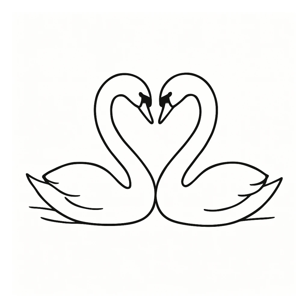 minimalist style two swans forming a heart with their necks sticker