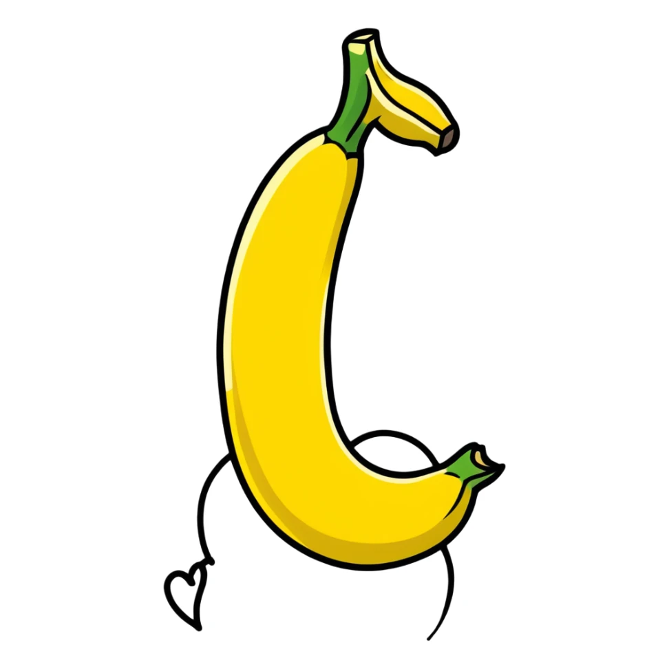 peeled banana with two hands forming a heart shape around it sticker