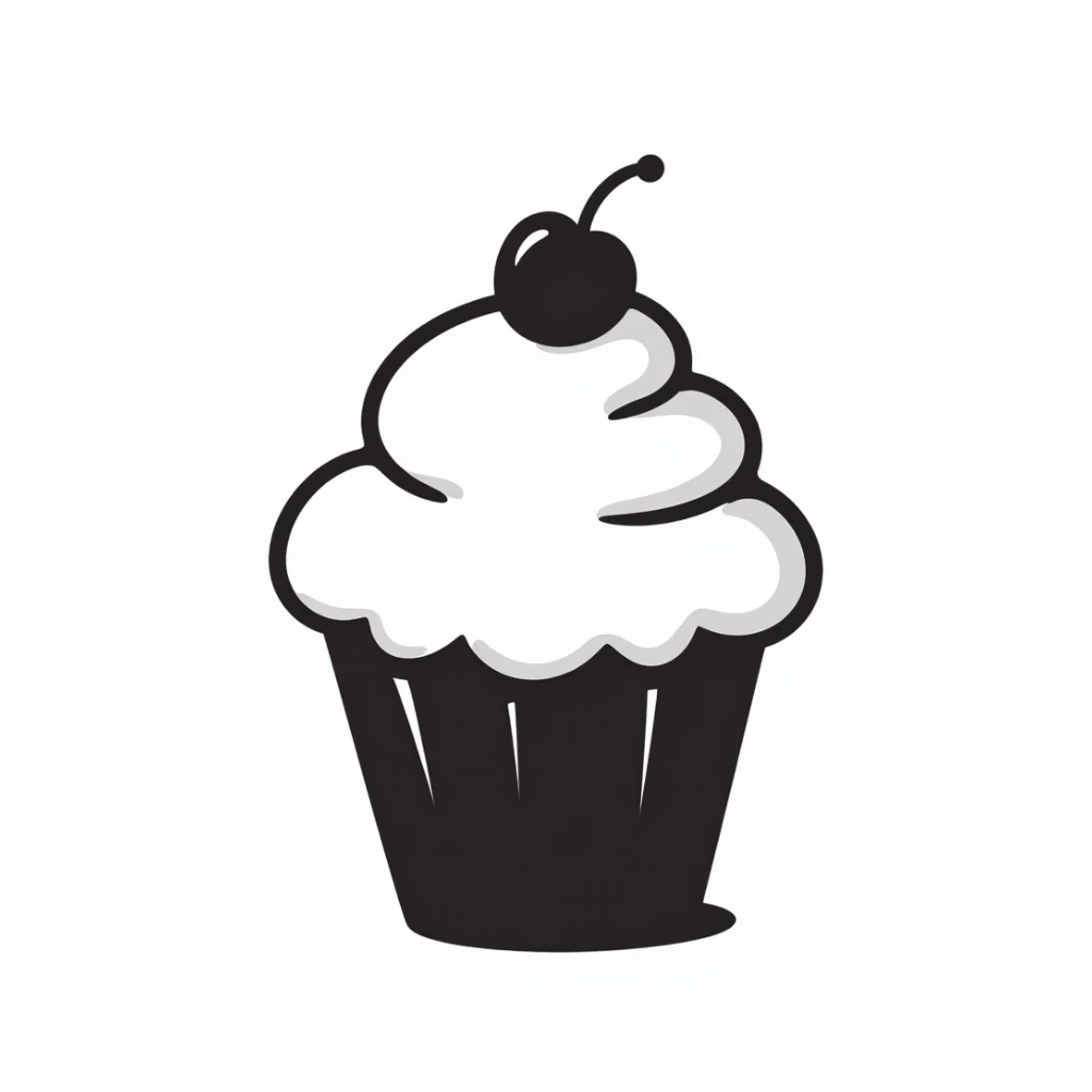 hand drawn doodle of a cupcake sticker