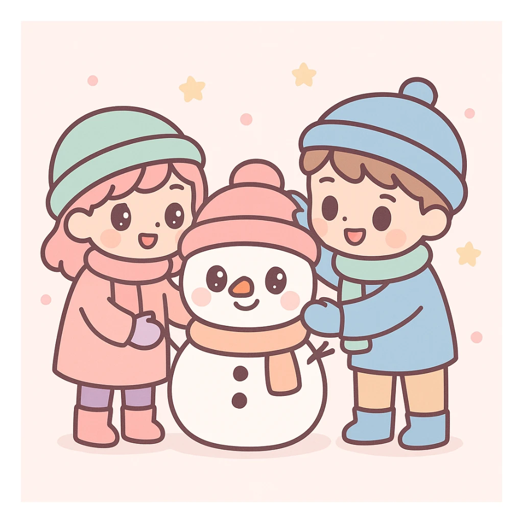 people making a snowman sticker