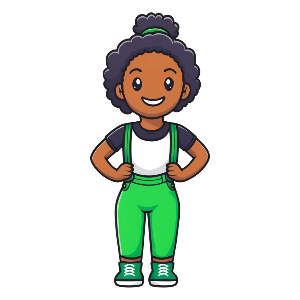 black girl with green braces on her teeth smiling sticker