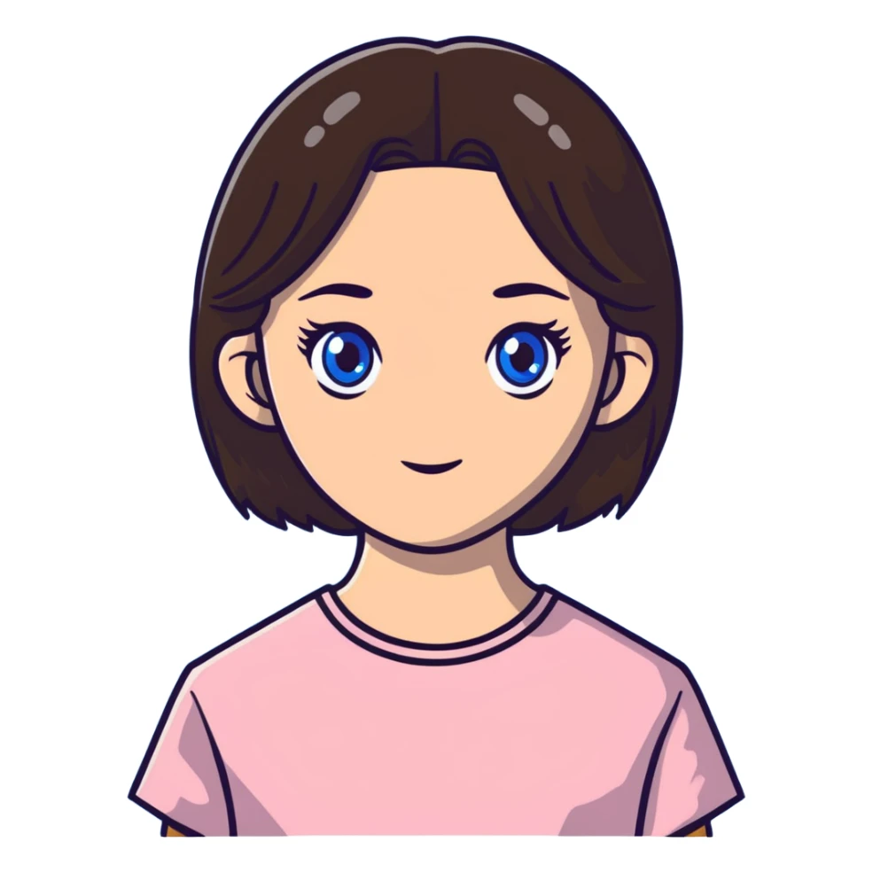 brunette girl with blue eyes sticker