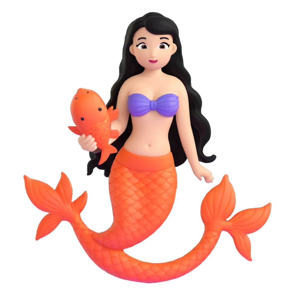 koi mermaid with tanned skin and long black hair sticker