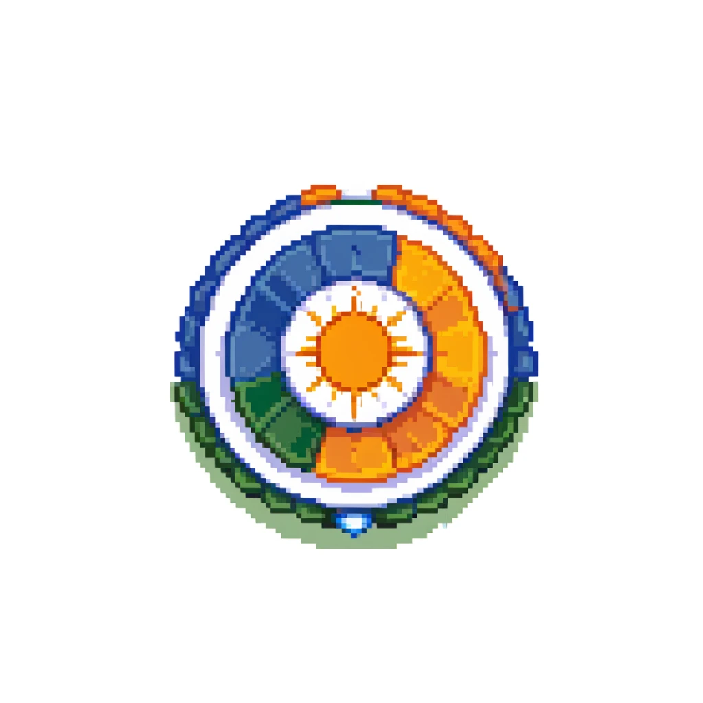 Indian flag with saffron, white, and green horizontal stripes and blue Ashoka Chakra wheel in center sticker