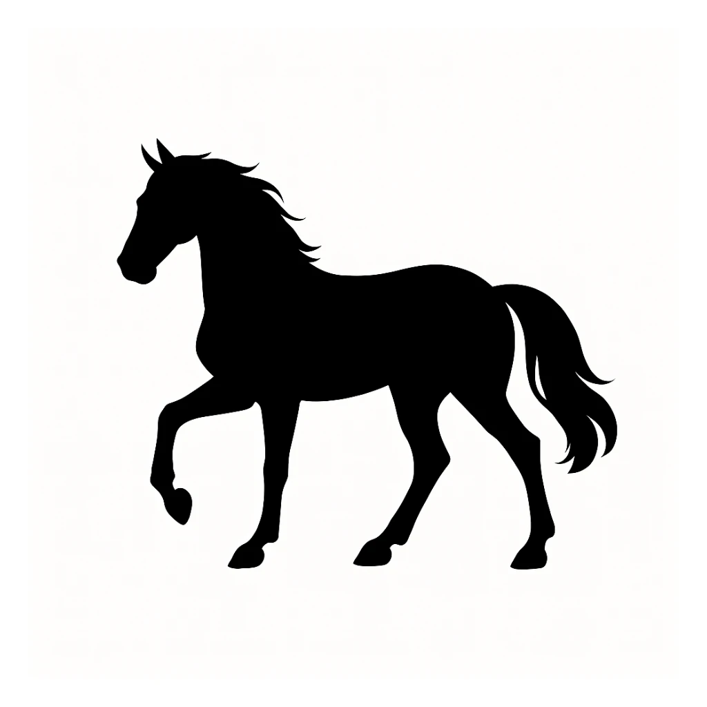 Horse black silhouette white background sticker
