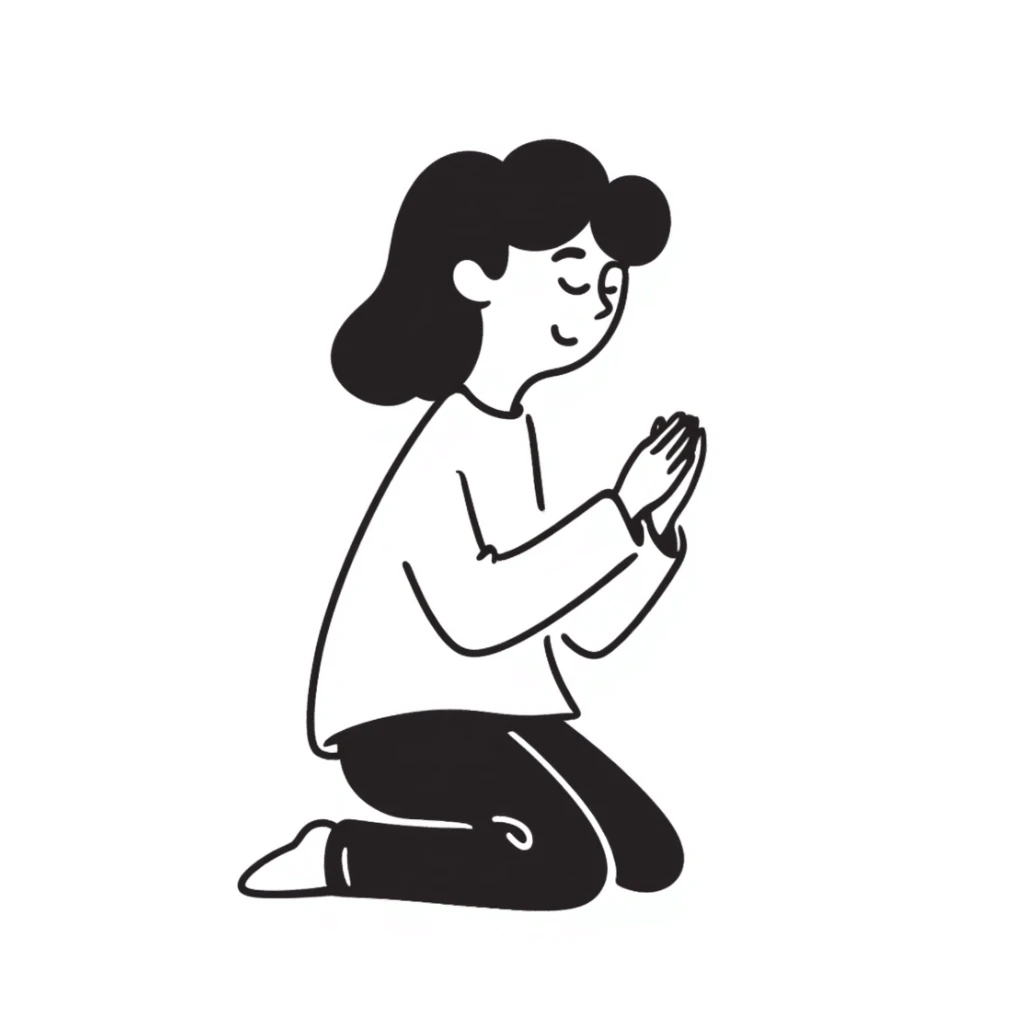 hand-drawn doodle of a person praying sticker