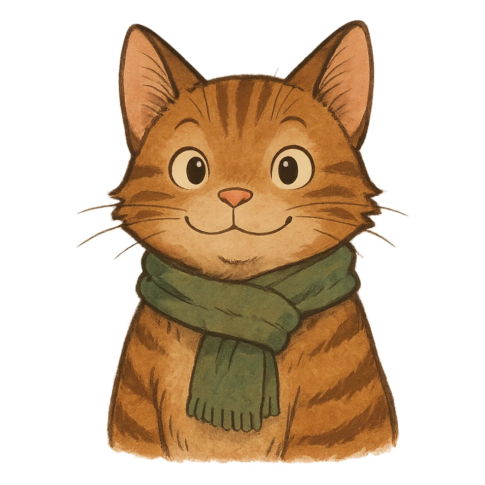 friendly cat with a scarf sticker