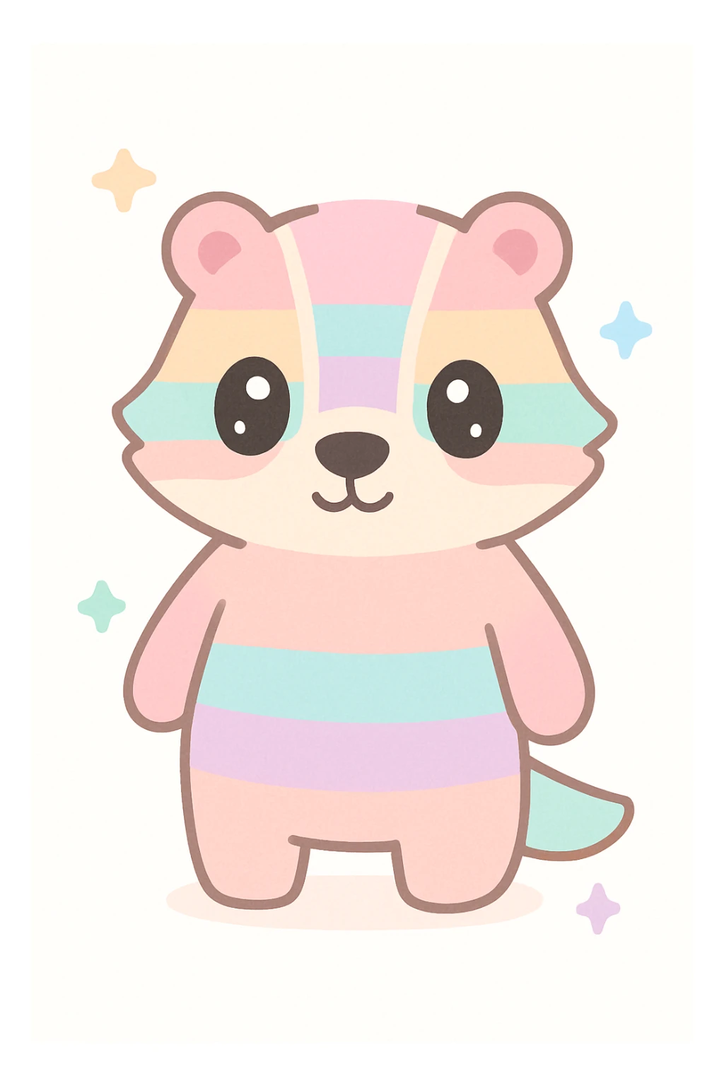 cute badger with LGBT pride colors, friendly expression, simple background sticker