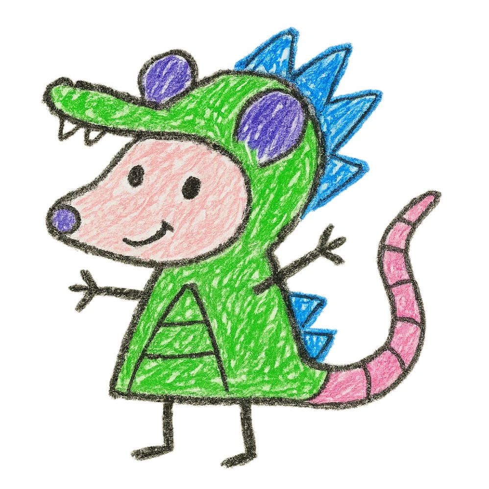 cute cartoon possum dressed up like an alligator sticker