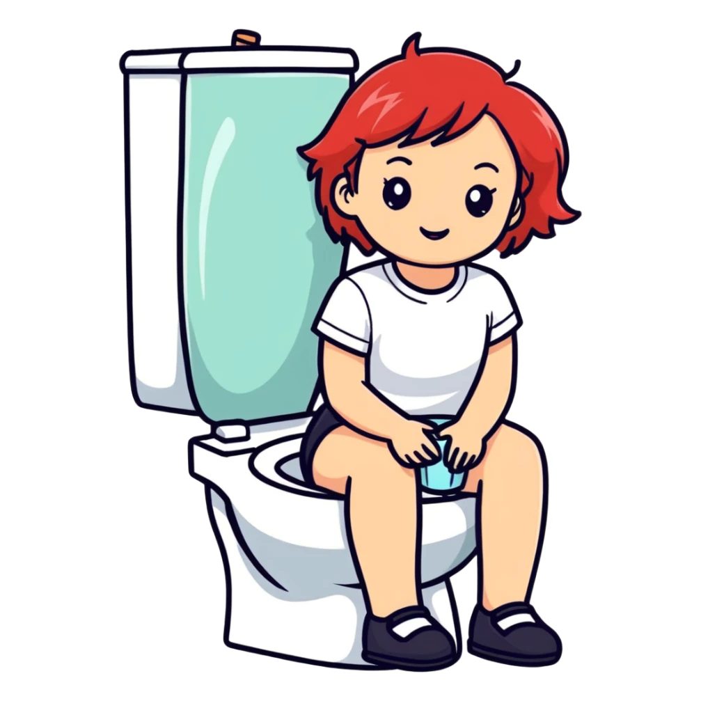 Red hair girl on the toilet  sticker