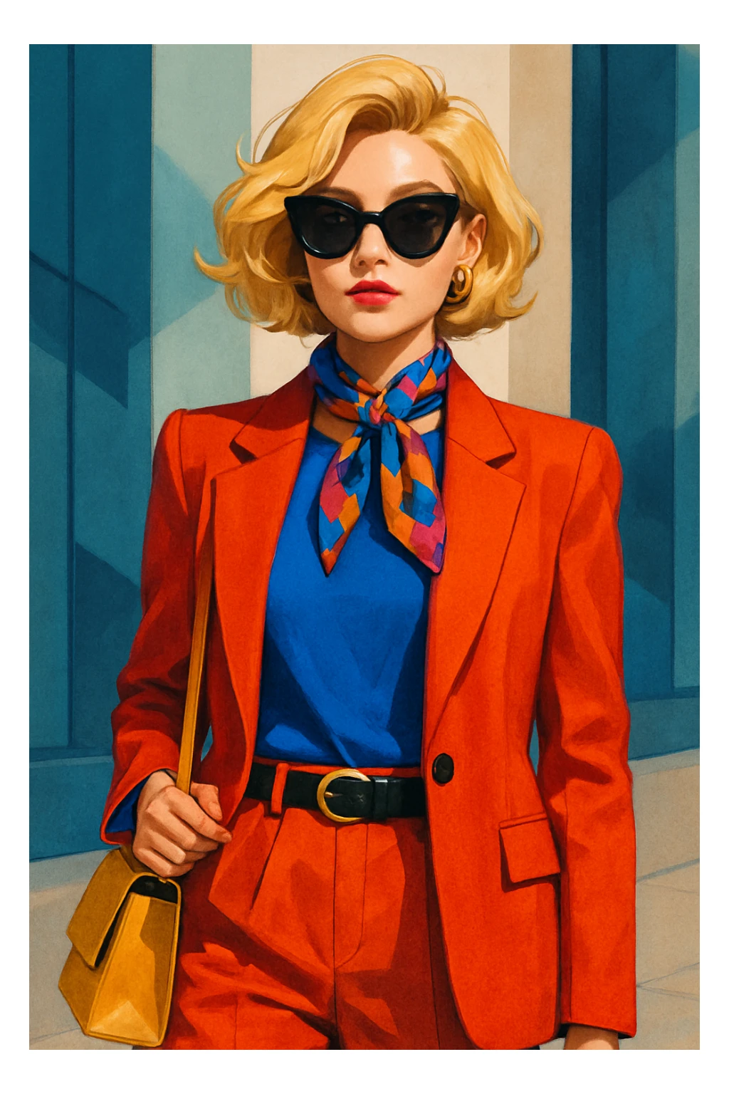 a lady with blond hair, distinct style 4 sticker