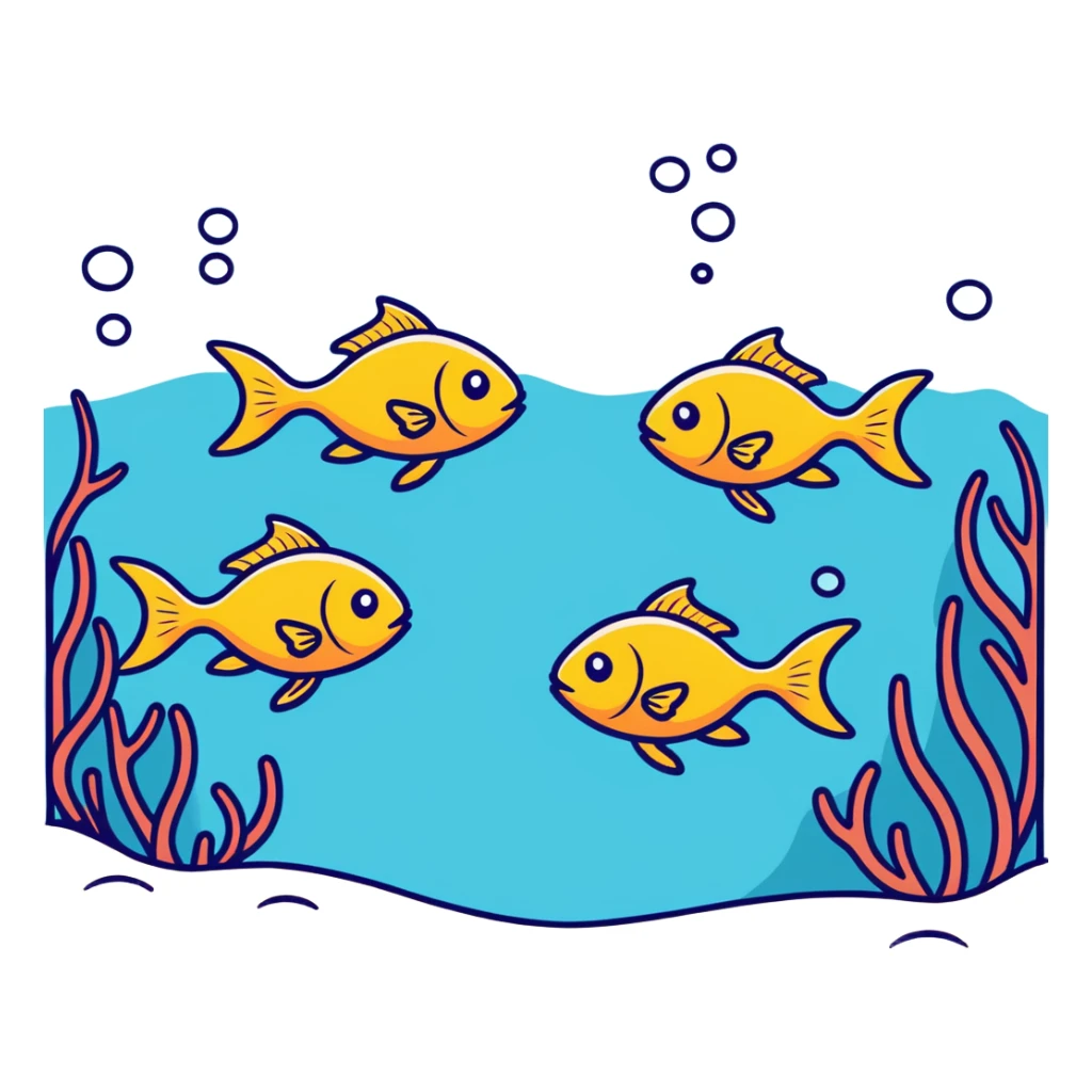 a colony of sad fish swimming away sticker