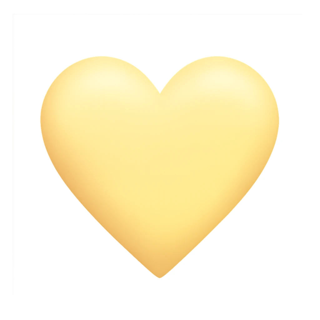 heart with a soft butter yellow gradient, digital illustration sticker