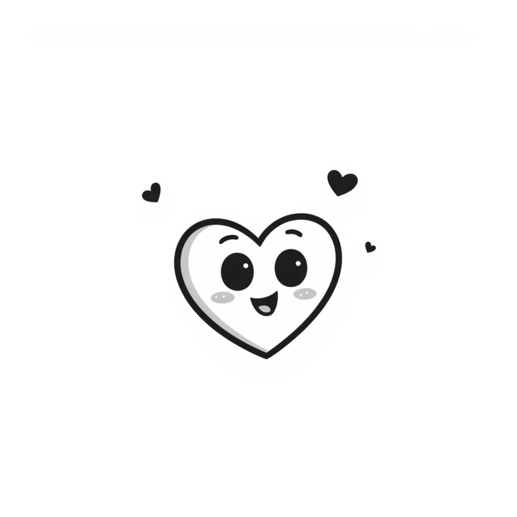 heart with a cute face, symbolizing being in love, hand drawn doodle style sticker