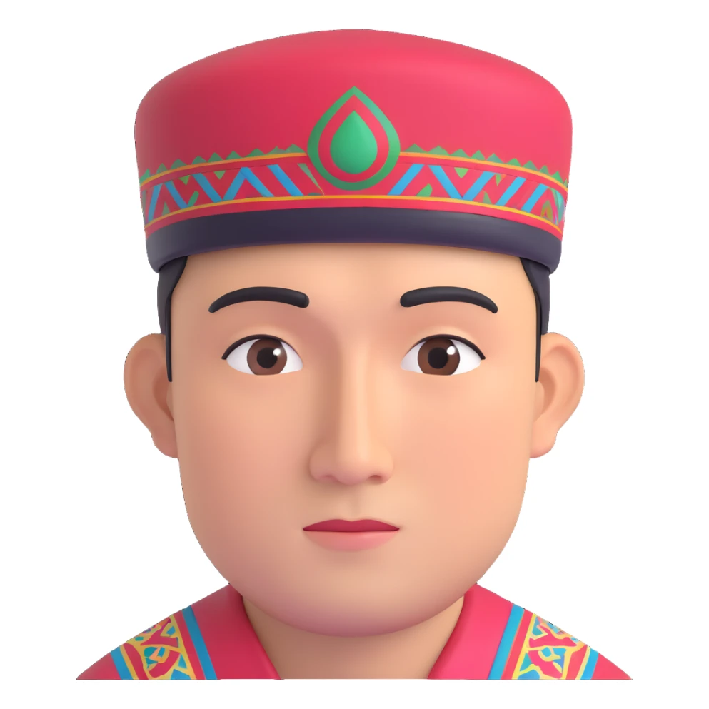 Uzbek man in Uzbek hat sticker