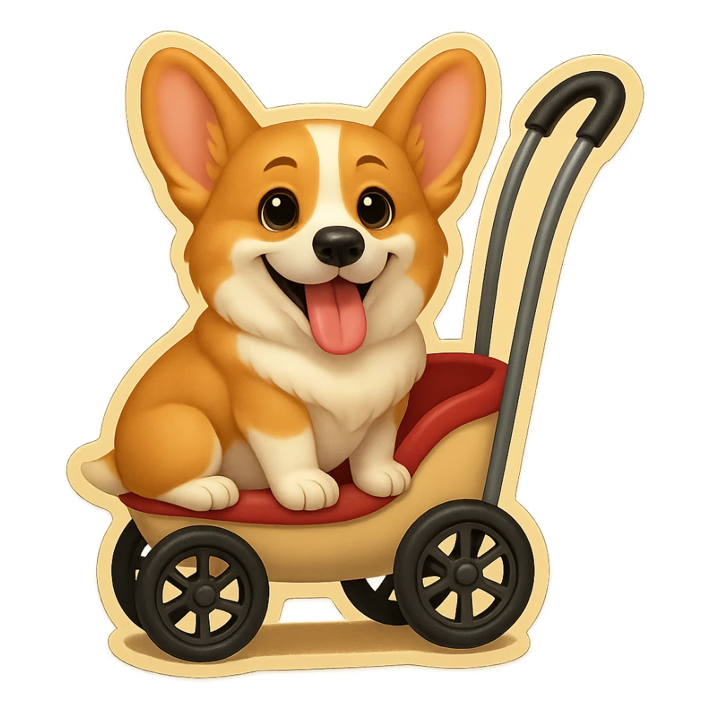 Change the corgi's face to match the reference image, keeping the slim, extra-cute, realistic emoji style, with no background. sticker