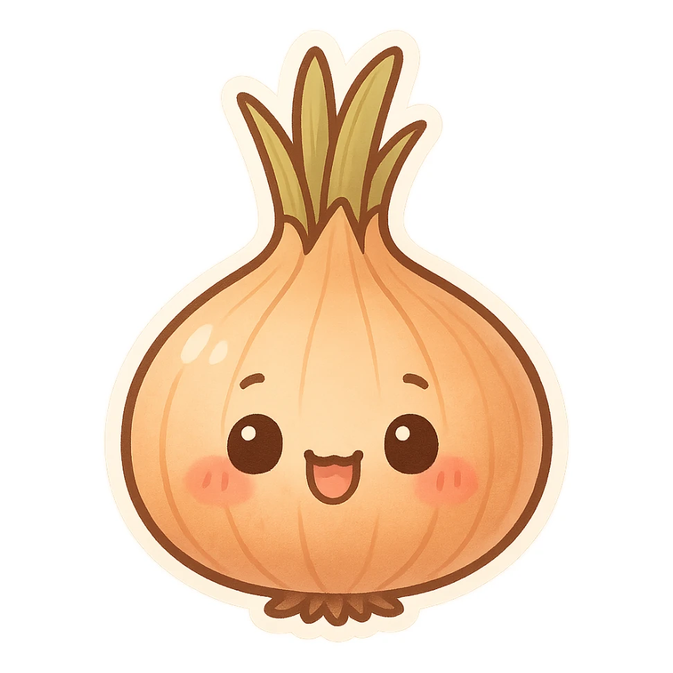 chibi sticker-style onion, cute and exaggerated sticker