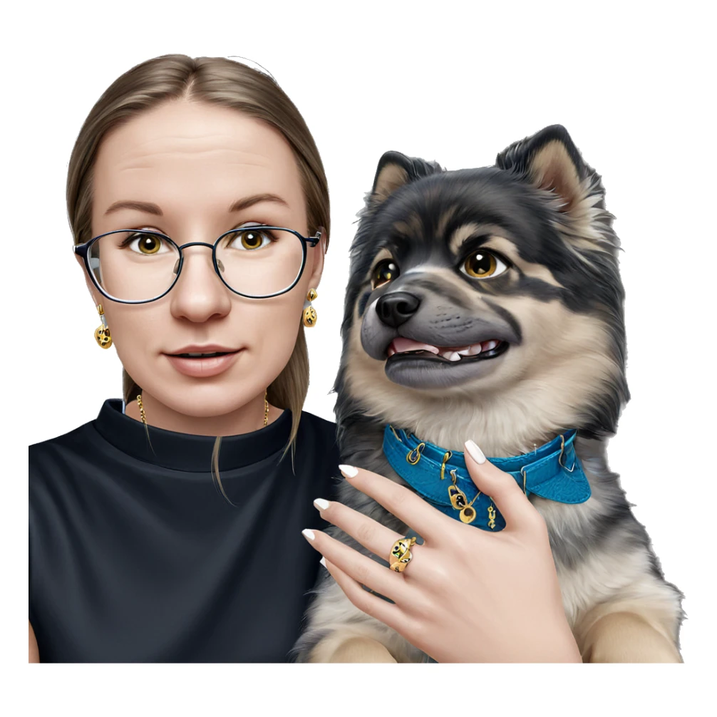 girl with dog and jewelry sticker