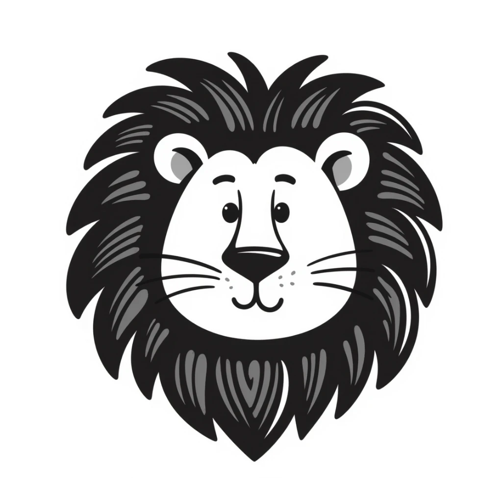hand-drawn lion face with detailed mane sticker