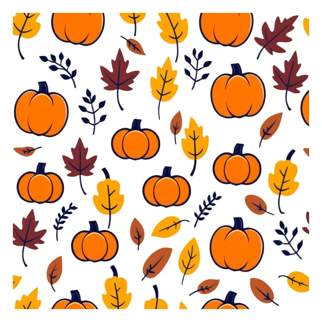 autumn fall scene with leaves, pumpkins, and cozy vibes sticker