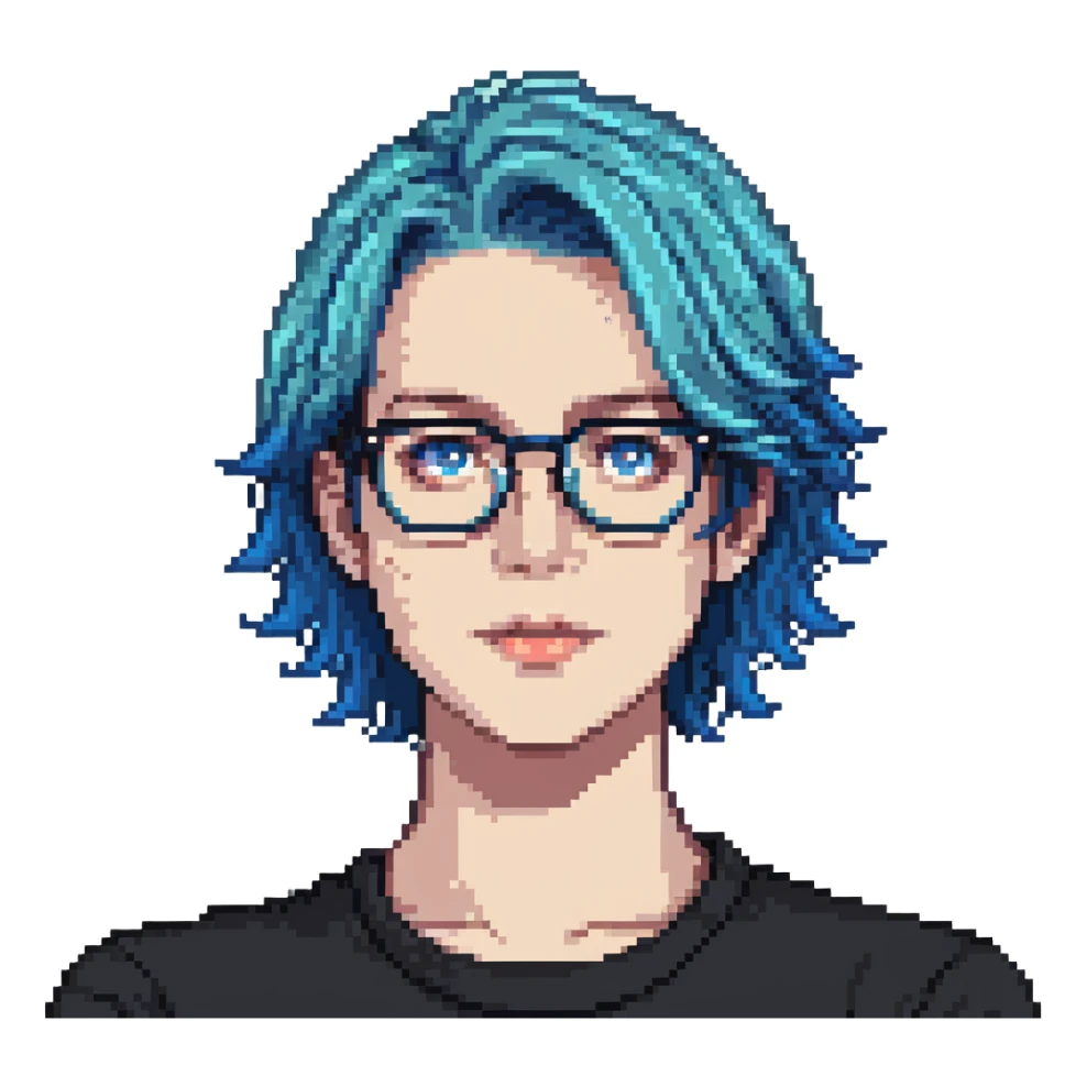 Michou, French YouTuber with blue hair and glasses sticker