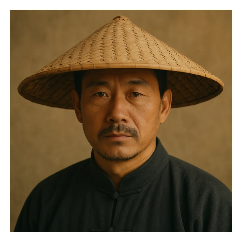 chinese man wearing rice paddy hat, style 1 sticker